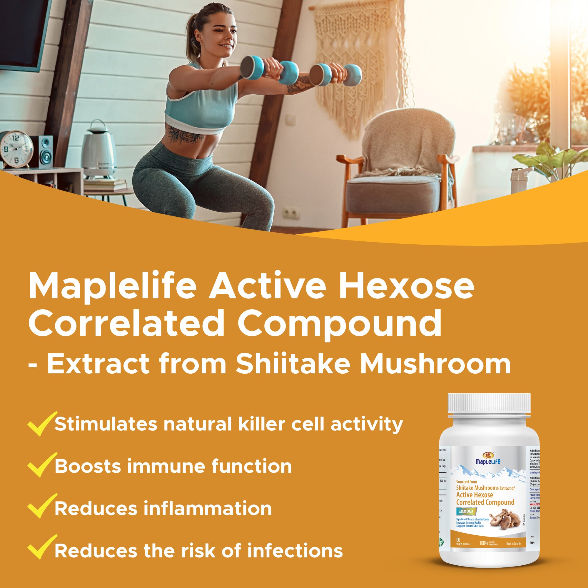 Active Hexose Correlated Compound Extract from Shiitake Mushrooms 90 Capsules