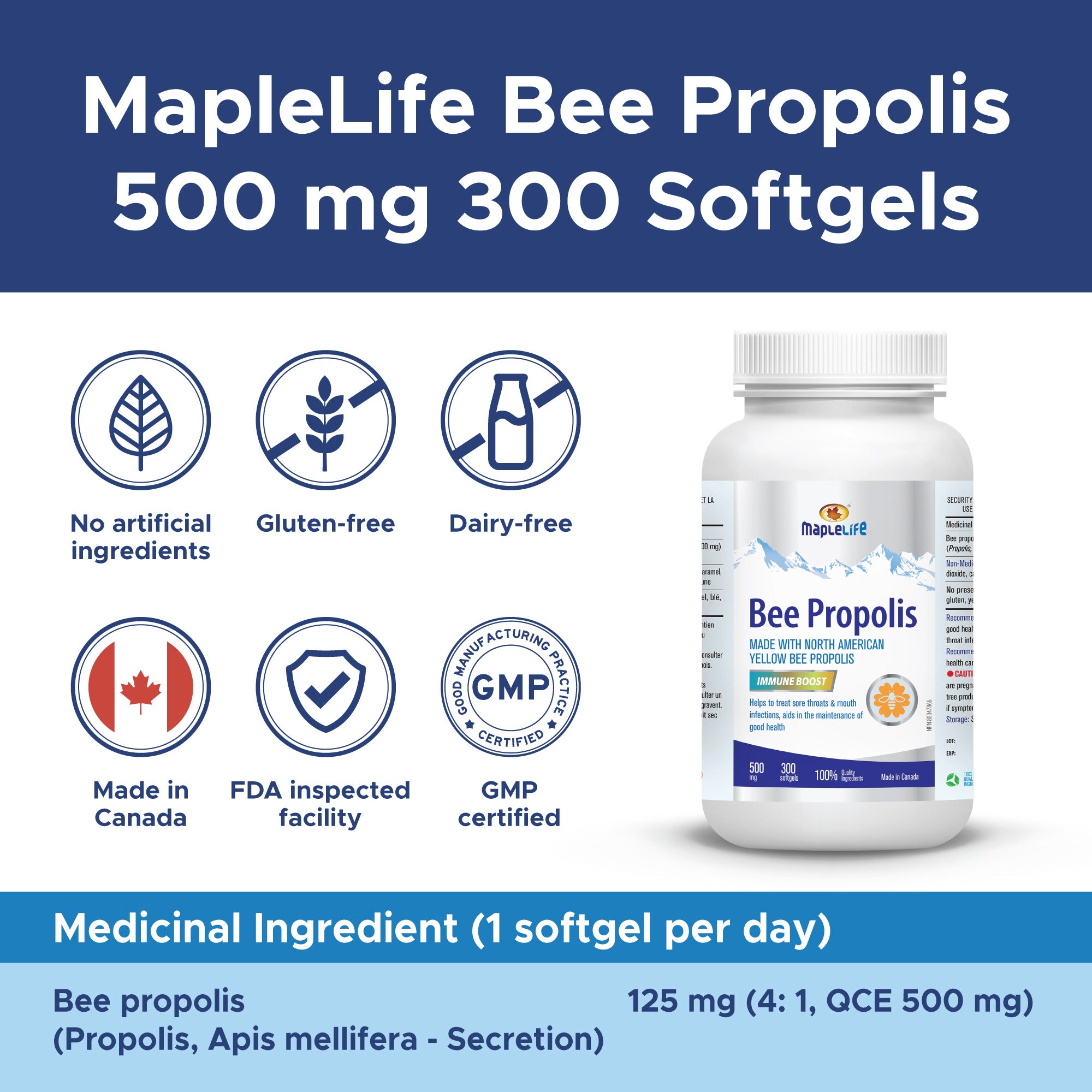 Bee Propolis 500mg 300 Softgels