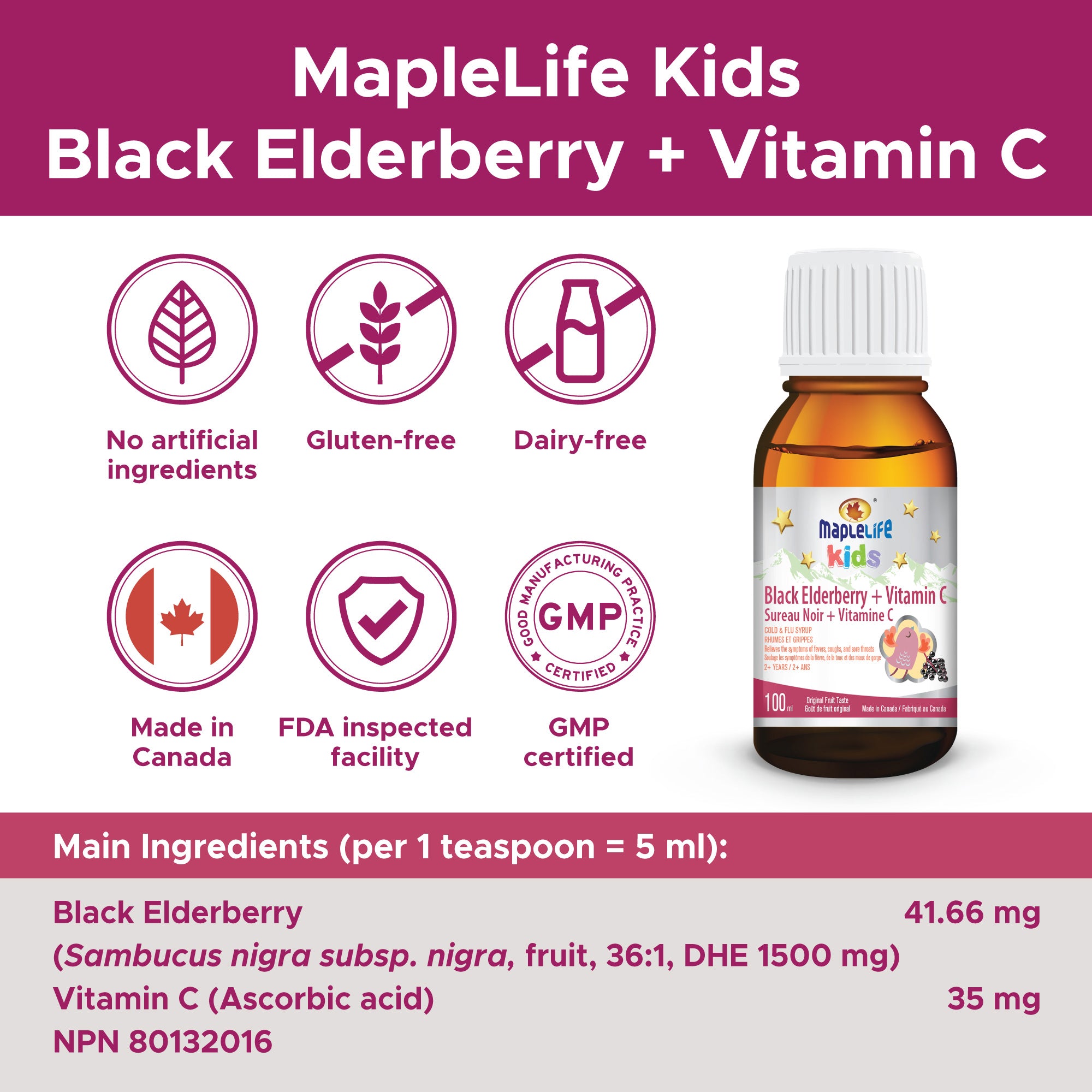 Kids Black Elderberry + Vitamin C 100ml