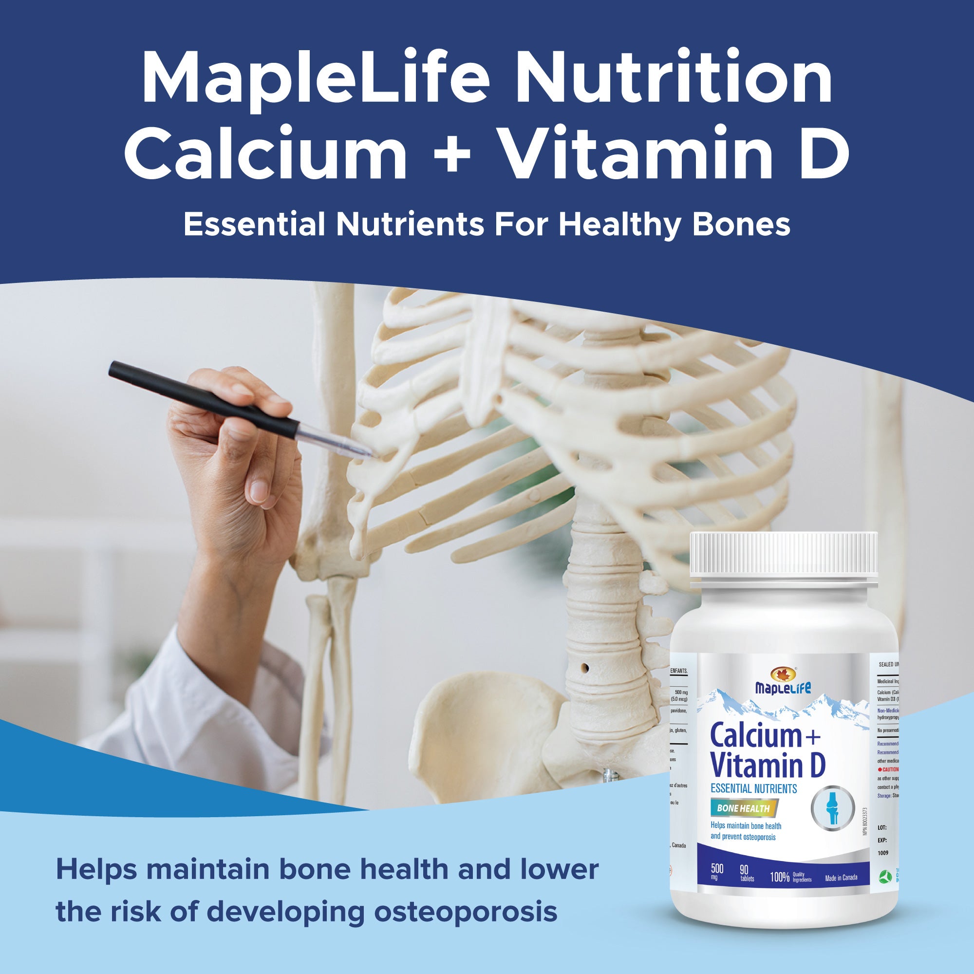 Calcium 500 mg + VitaminD3 200 IU 90 Tablets