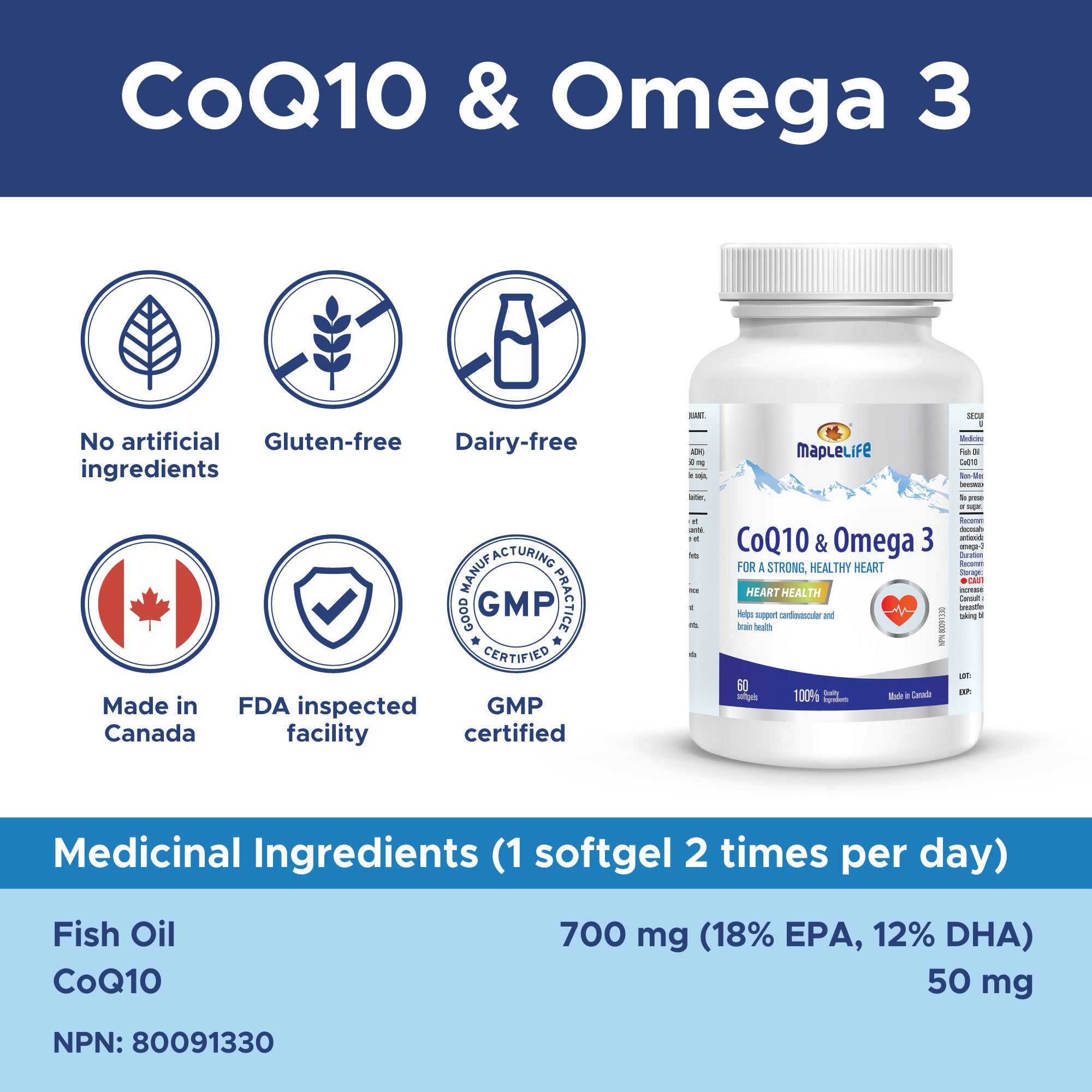 CoQ10 & Omega 3 60 Softgels