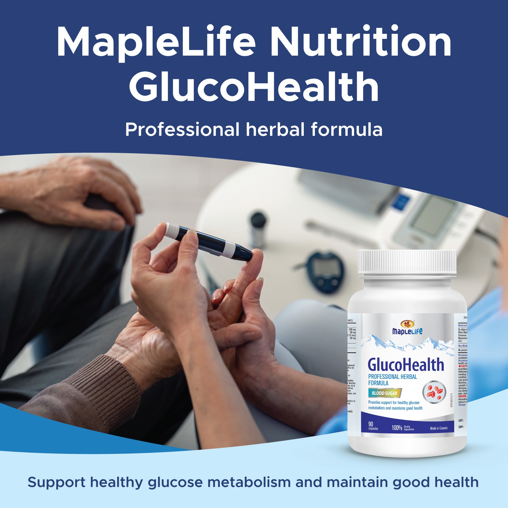 GlucoHealth for Blood Sugar Support 90 Capsules