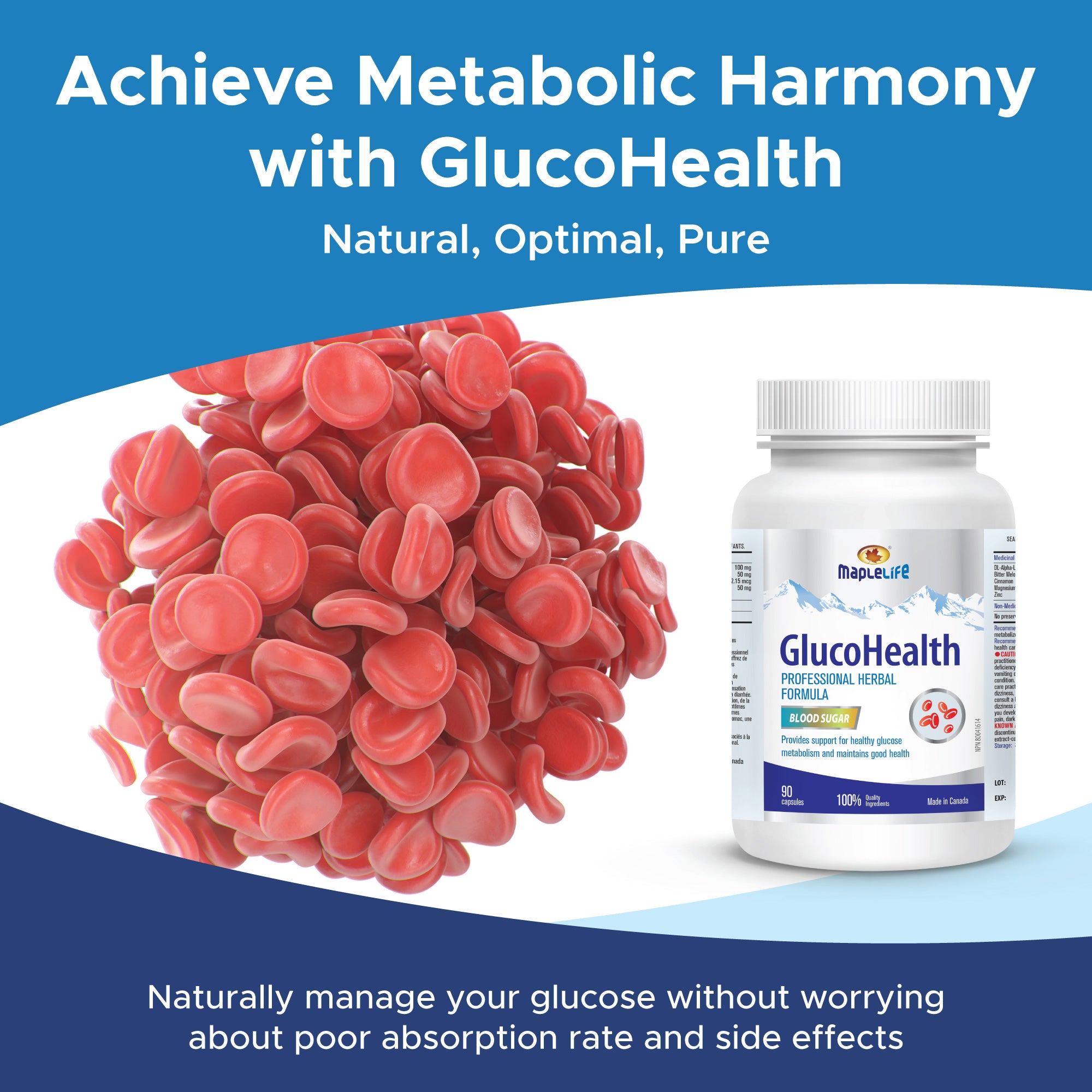 GlucoHealth for Blood Sugar Support 90 Capsules