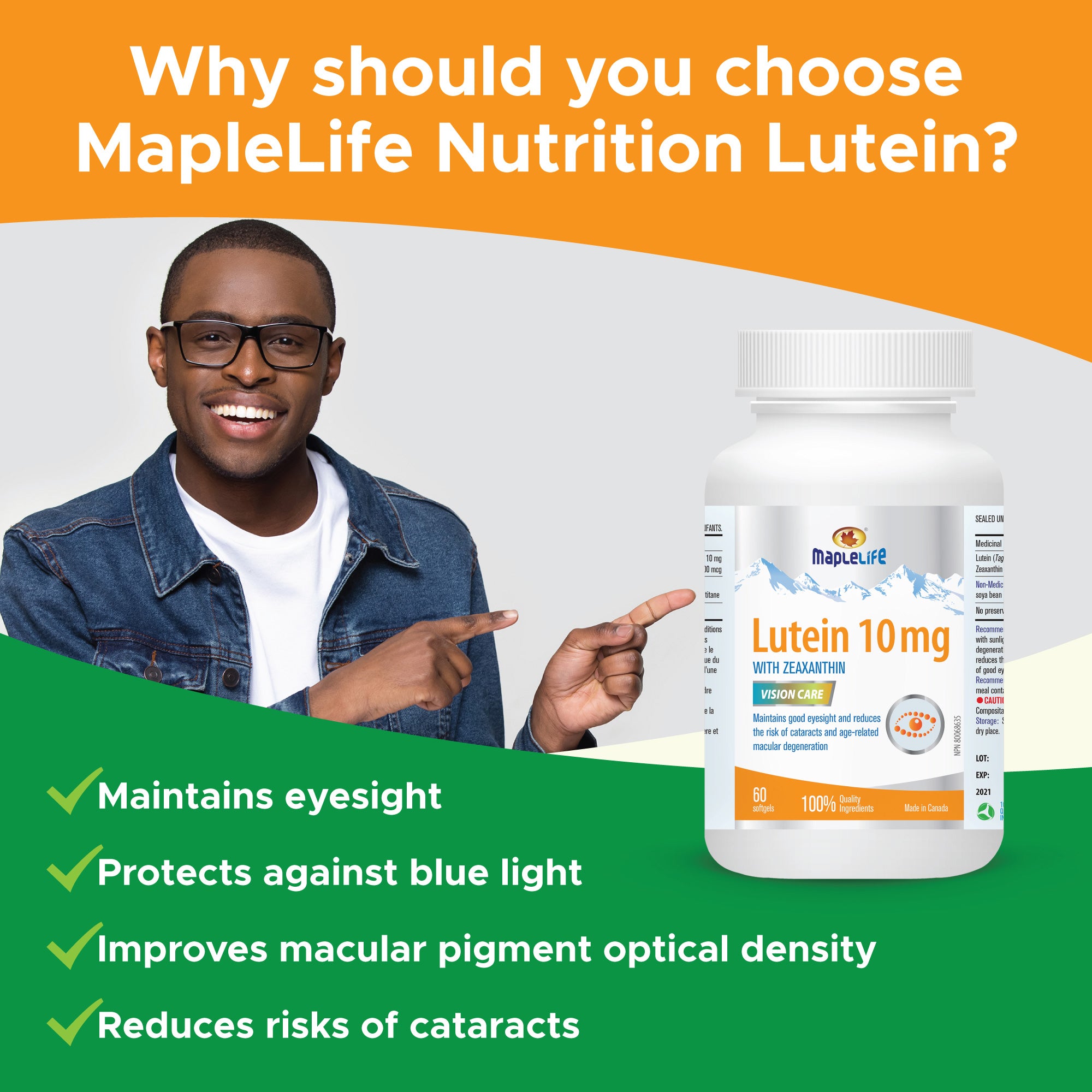 Lutein 10mg with Zeaxanthin 60 Softgels