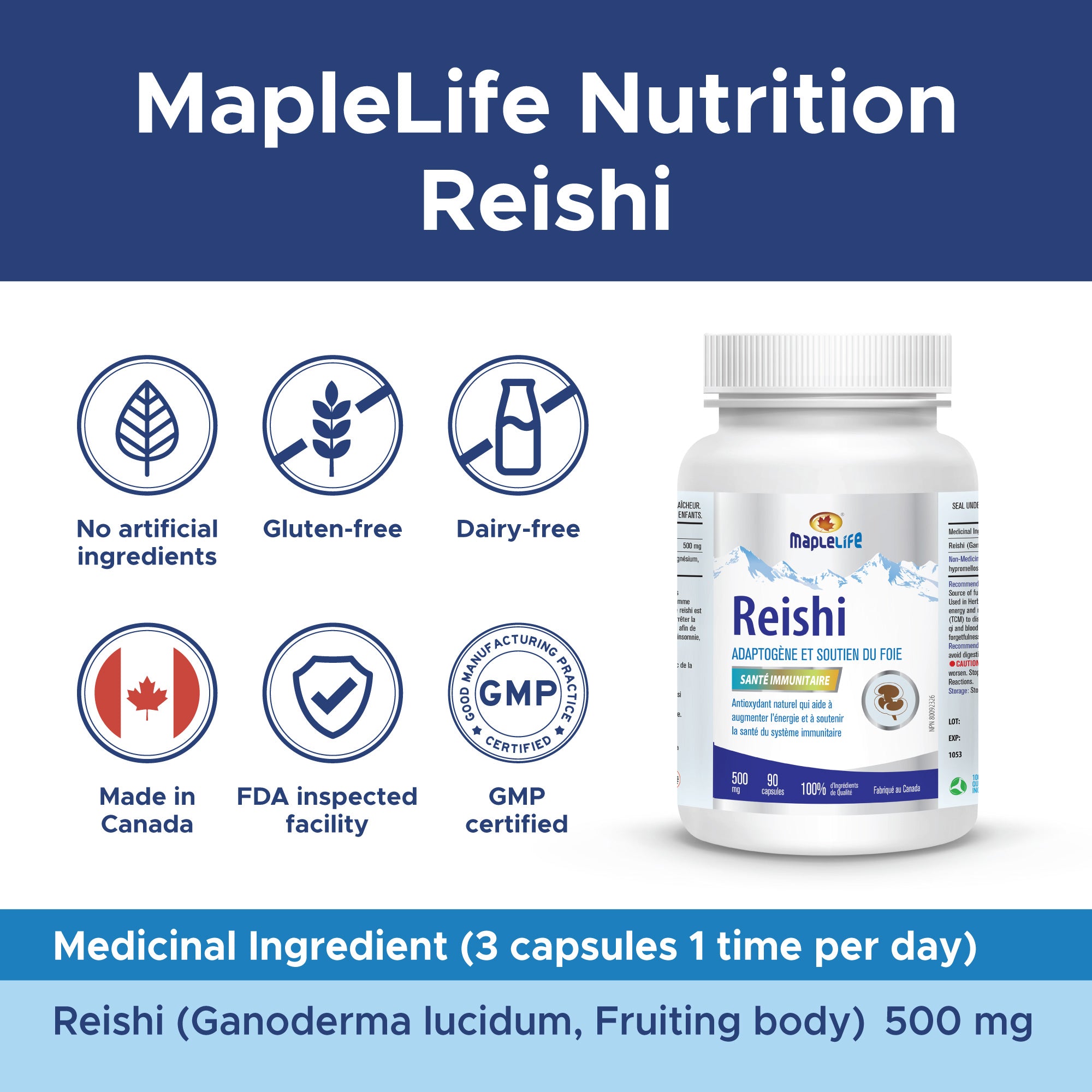 Reishi Mushroom 500mg 90 Capsules