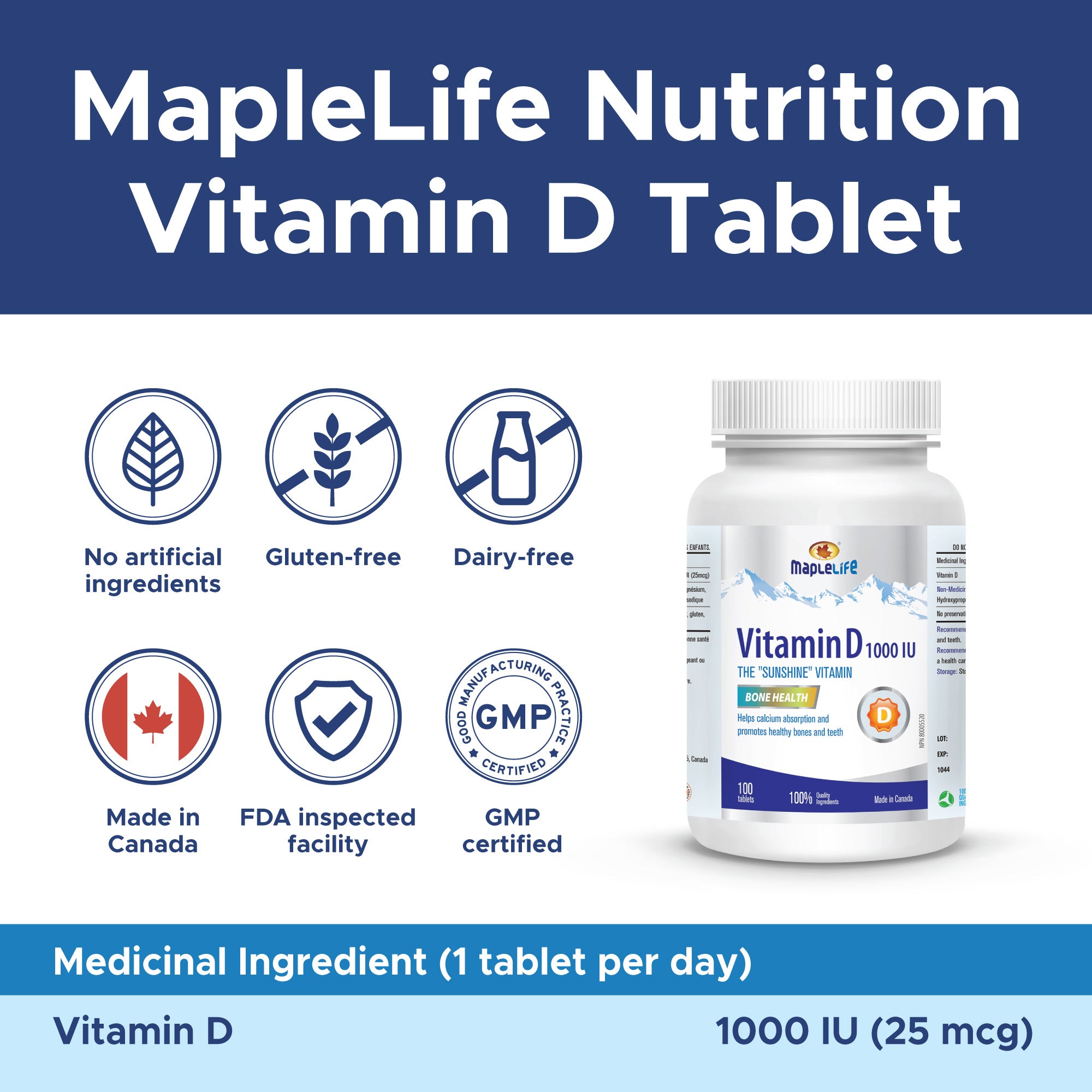 Vitamin D 1000IU 100 Tablets