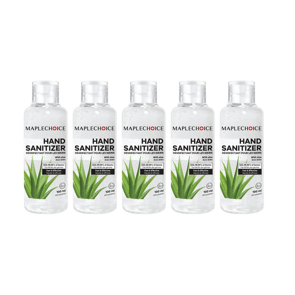Pack of 5 MapleChoice 100 ML Premium Quality Gel Based Hand Sanitizer with Aloe Vera Extract